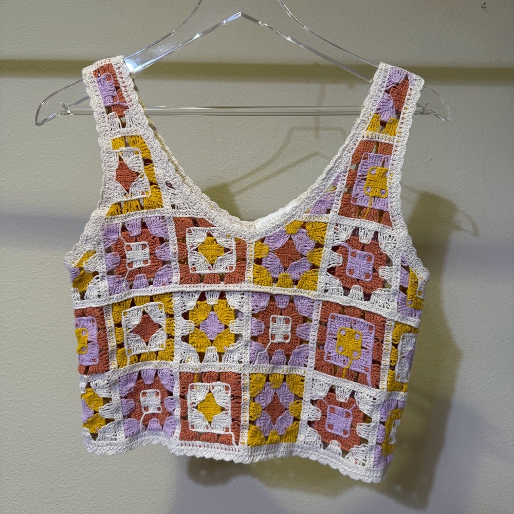 Rebellion Multicolor Crochet Crop Top
